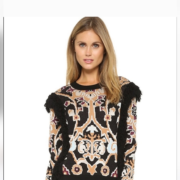 Ronnie Kobo Collection Luxe Tilda Fringe Sweater Size S